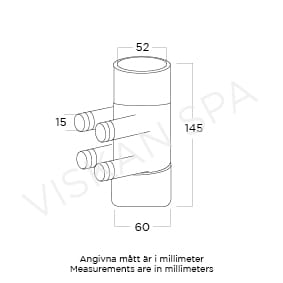 Vattenmanifold 2” inre diameter x 2” yttre diameter, 4 anslutningar Vattenmanifold 2” inre diameter x 2” yttre diameter, 4 anslutningar - Bild 2